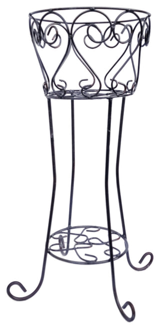 Wrought Iron Round Scroll Standing Floor Planter 30" Classic Vintage Style