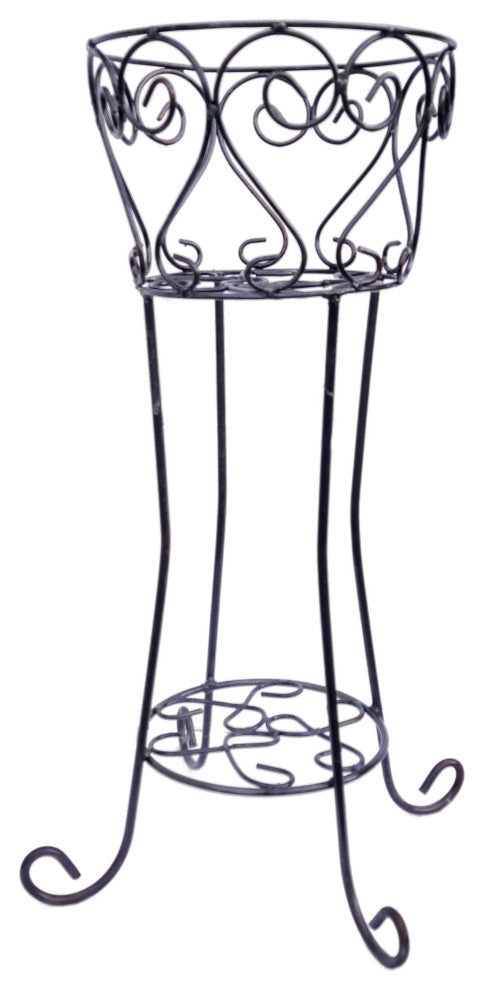 Wrought Iron Round Scroll Standing Floor Planter 30" Classic Vintage Style
