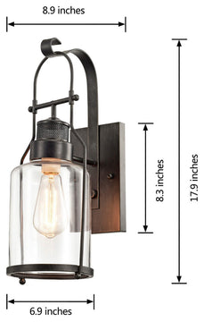 Helen Antique Black Finish Rustic Wall Sconce Lantern