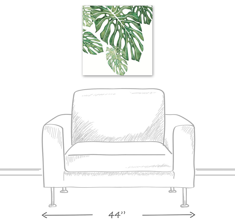 Green Tropical Leaves 20x20 Canvas Wall Art