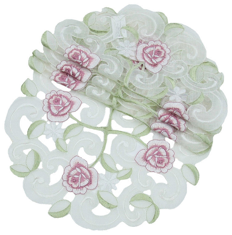 Dainty Rose 8" Round Doily, Set of 4