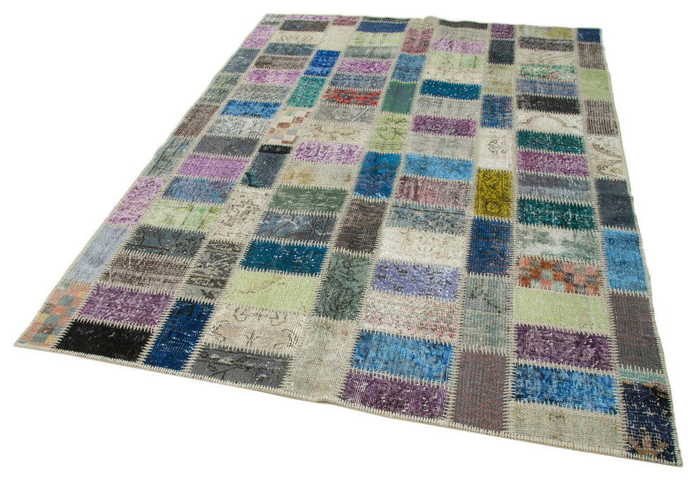 Rug N Carpet - Handwoven Anatolian 5' 7" x 7' 9" Vintage Patchwork Area Rug