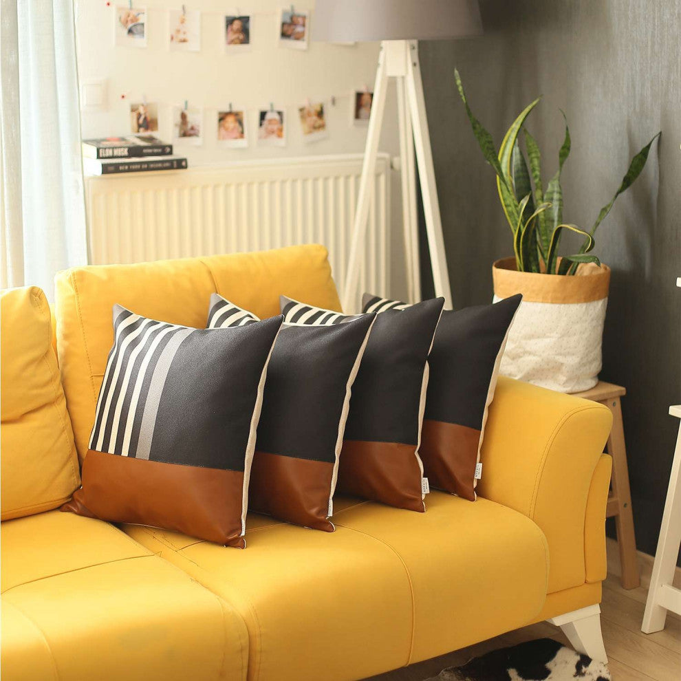 Set of 4 Brown And Black Printed Pillow Covers