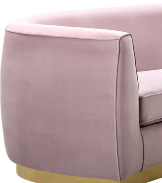 Julian Velvet Upholstered Sofa, Pink, Gold Base