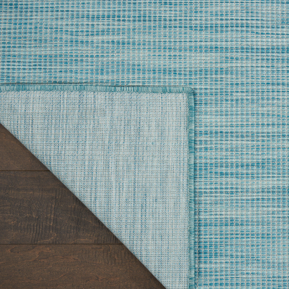 Nourison Positano Contemporary Area Rug, Aqua, 2'2"x10' Runner
