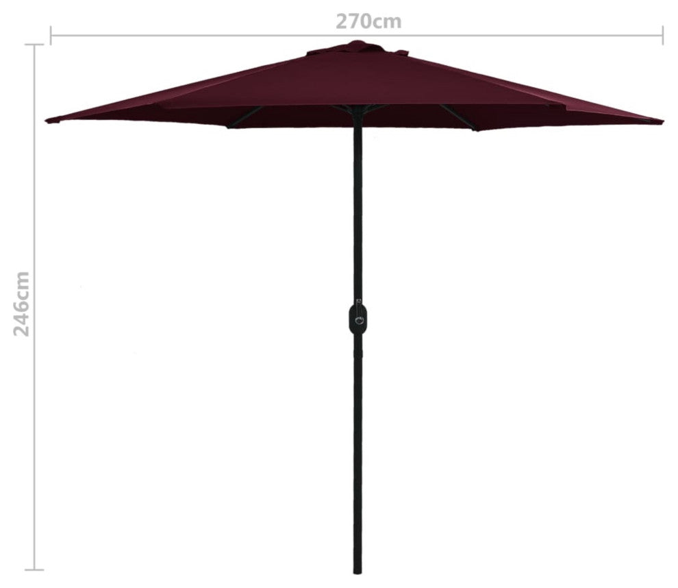 Vidaxl Outdoor Parasol With Aluminum Pole 106.3"x96.9" Bordeaux Red