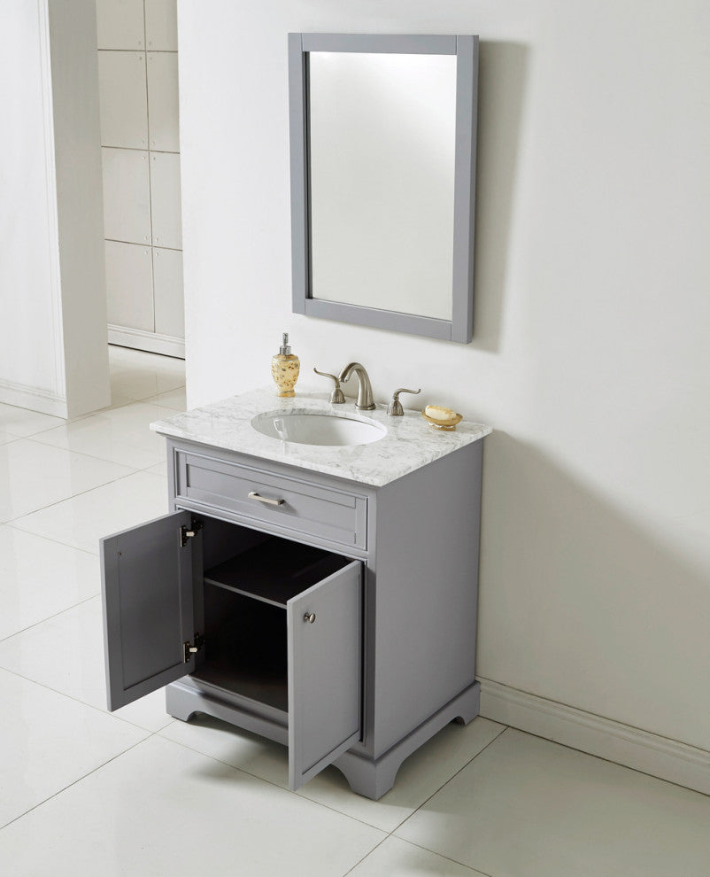 Amber Single Bathroom Vanity, Blue, Light Grey, 30"