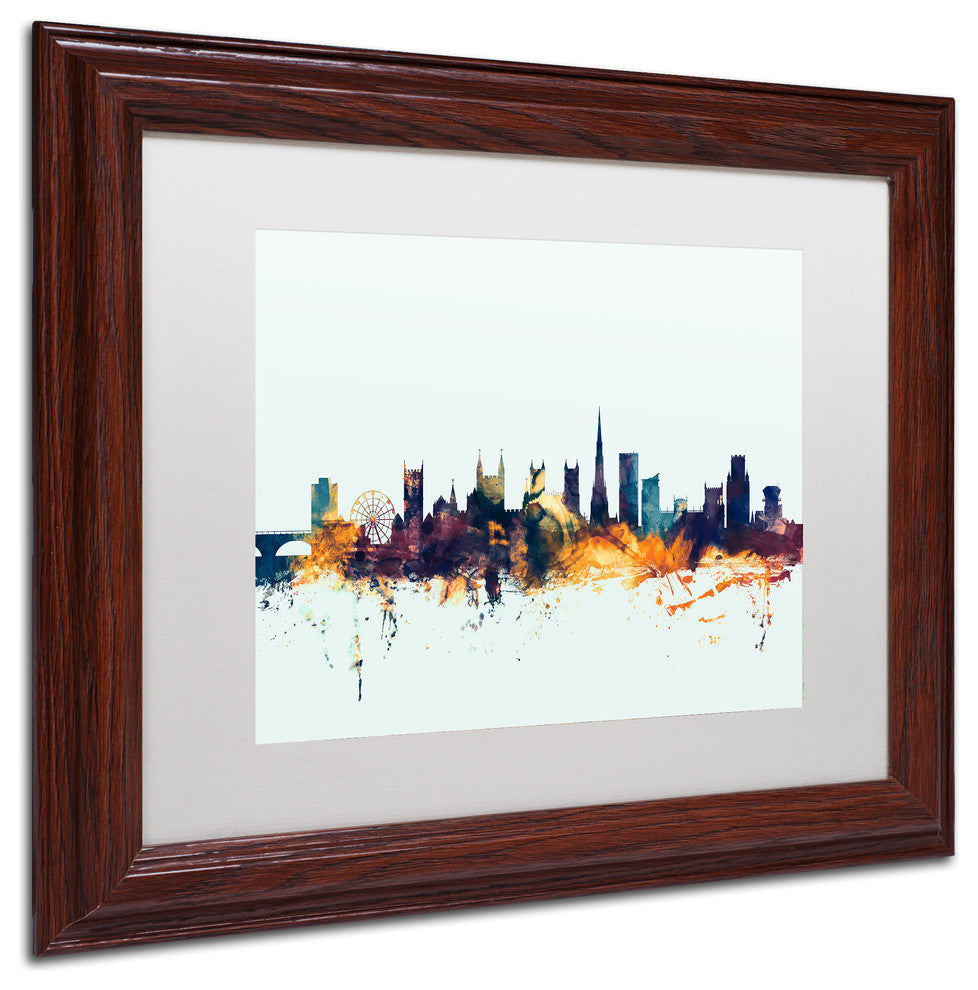 Michael Tompsett ''Bristol England Skyline Blue'' Matted Framed Art, 11x14