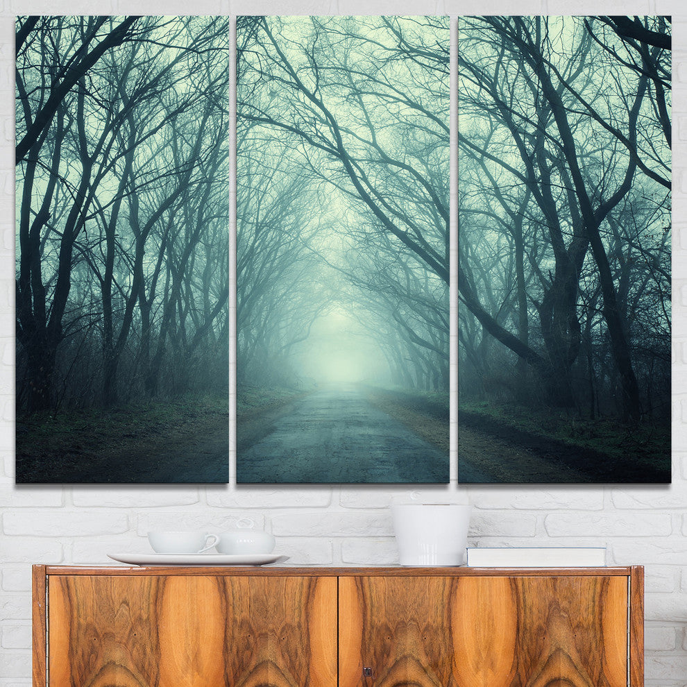 "Scary Forest With Green Light" Photo Canvas Print, 3 Panels, 36"x28"