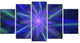 Shining Blue Exotic Fractal Flower, Floral Canvas Art Print, 60"x32", 5 Panels