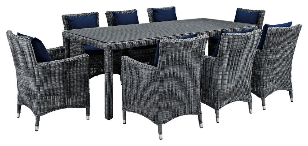 Summon 9-Piece Outdoor Patio Sunbrella Dining Set