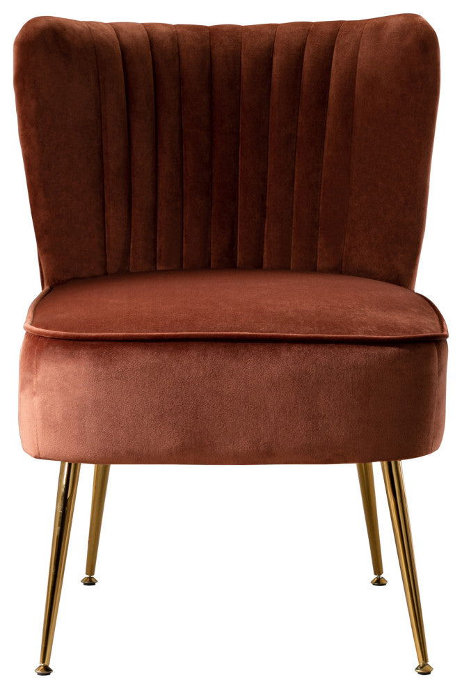 WestinTrends 22" Tufted Velvet Accent Chair for Dining, Living Room, Bedroom, Brown
