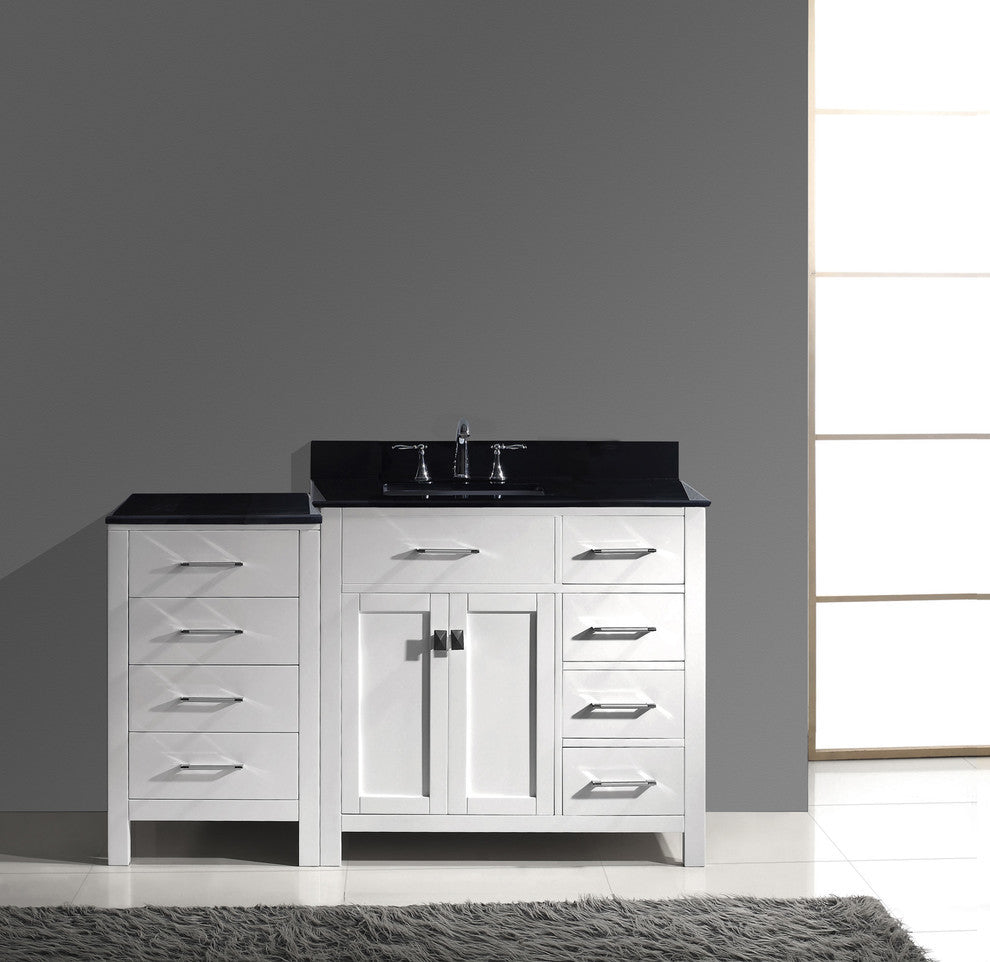 Caroline Parkway 57" Single Bathroom Vanity Set White, Granite Top