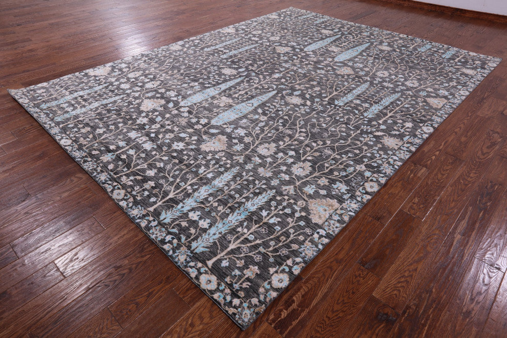 9' 0" X 12' 4" Persian Ziegler Wool and Silk Hand Knotted Rug Q11806