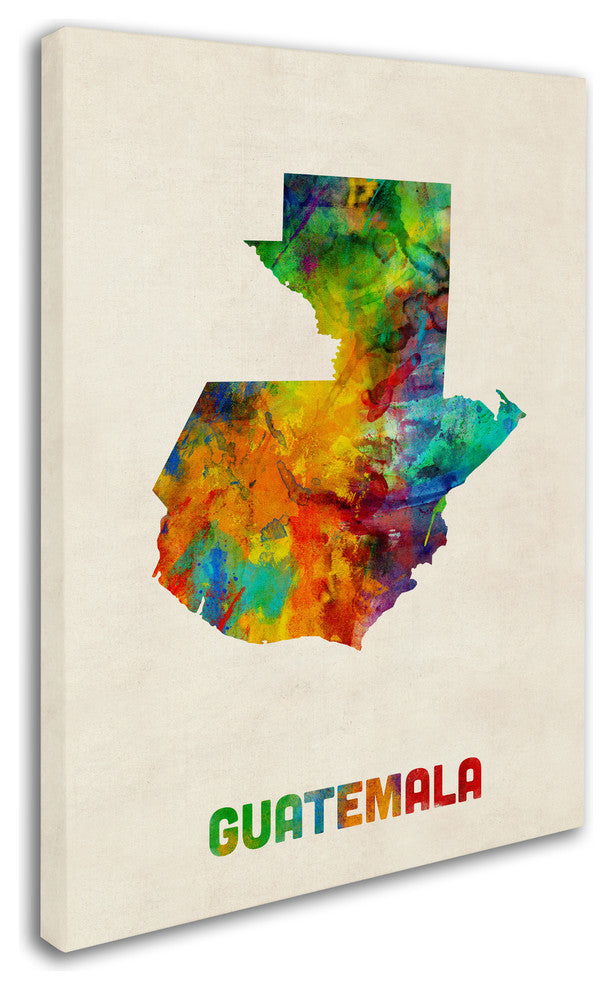 'Guatemala Watercolor Map' Canvas Art by Michael Tompsett