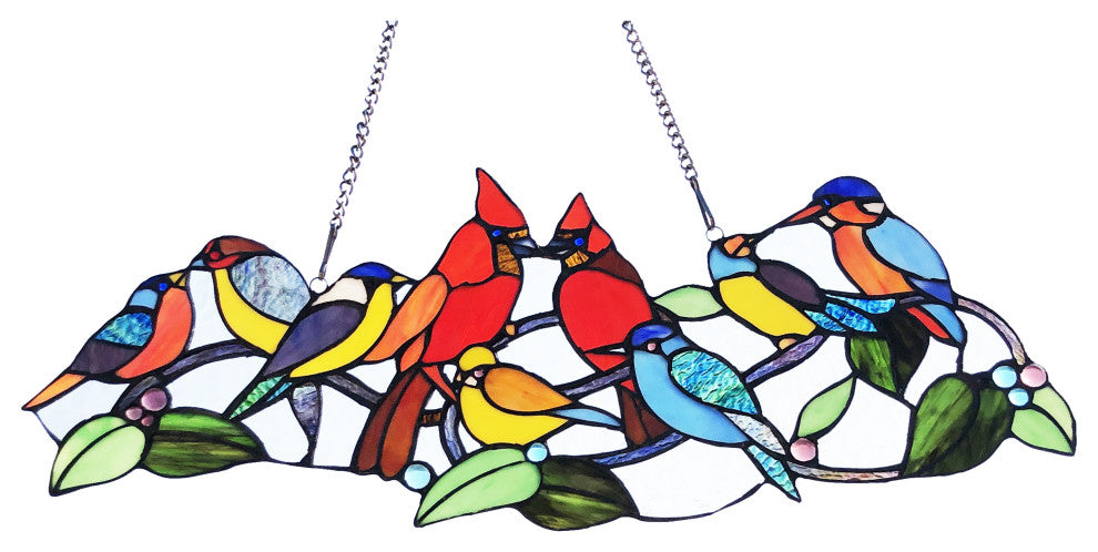 RUBINA Tiffany-Style Animal Stained Glass Window Panel, 10"
