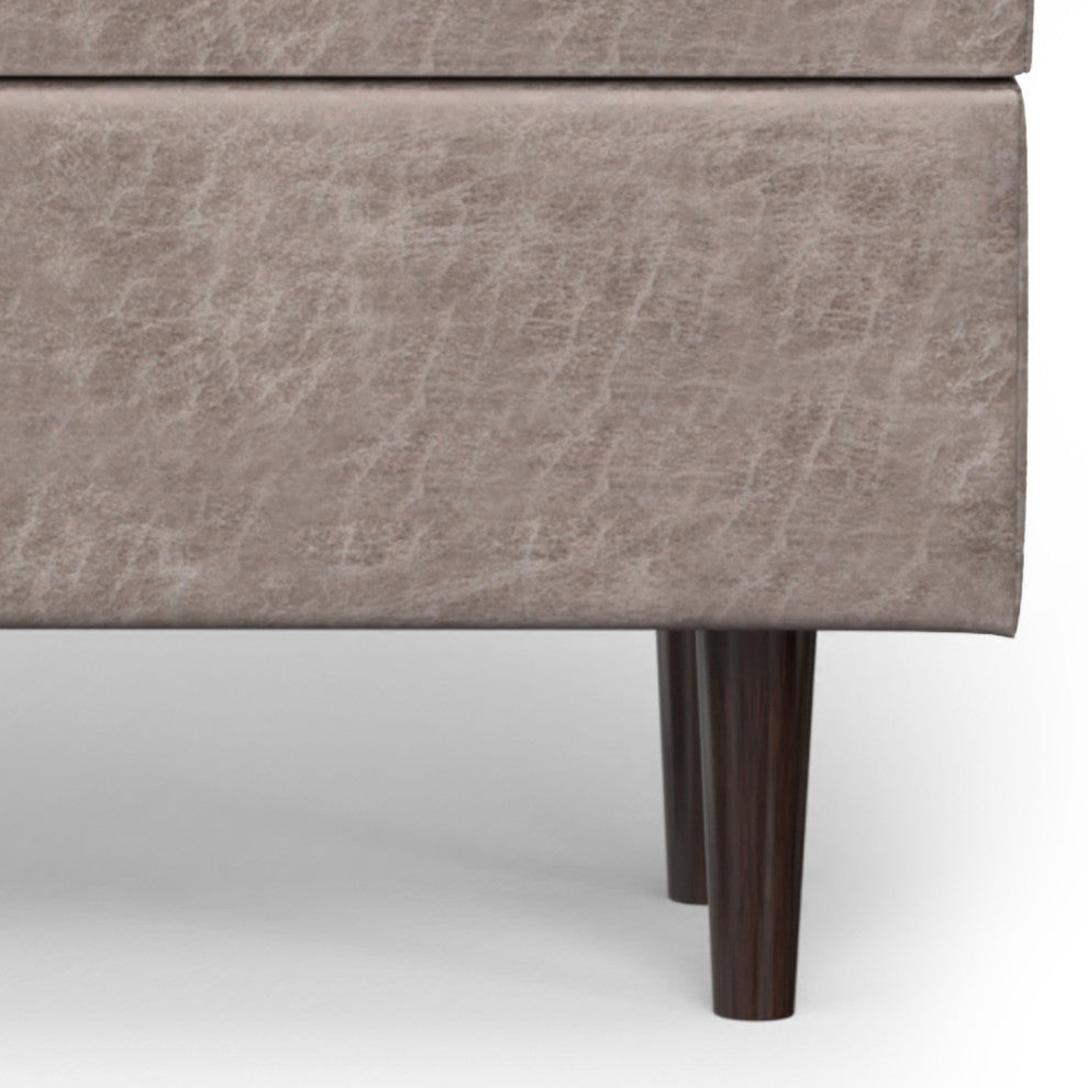 Shay Mid Century Rectangular Storage Ottoman, Distressed Grey Taupe