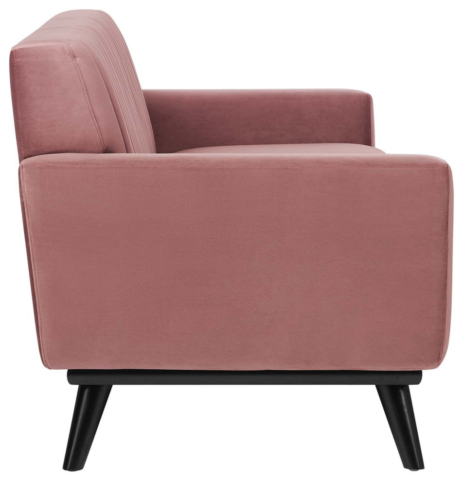Engage Channel Tufted Performance Velvet Sofa Dusty Rose