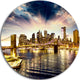 Brooklyn Bridge And Manhattan Skyline, Cityscape Round Wall Art, 11"