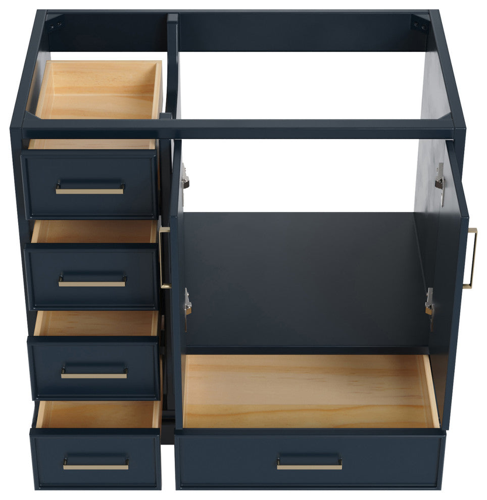 Ariel Stafford 36" Single Right Offset Sink Bathroom Vanity Base, Midnight Blue