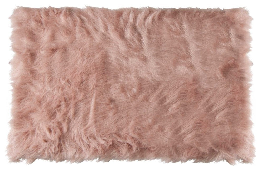 24" X 36" X 1.5" Dusty Rose Plush Faux Sheepskin Area Rug