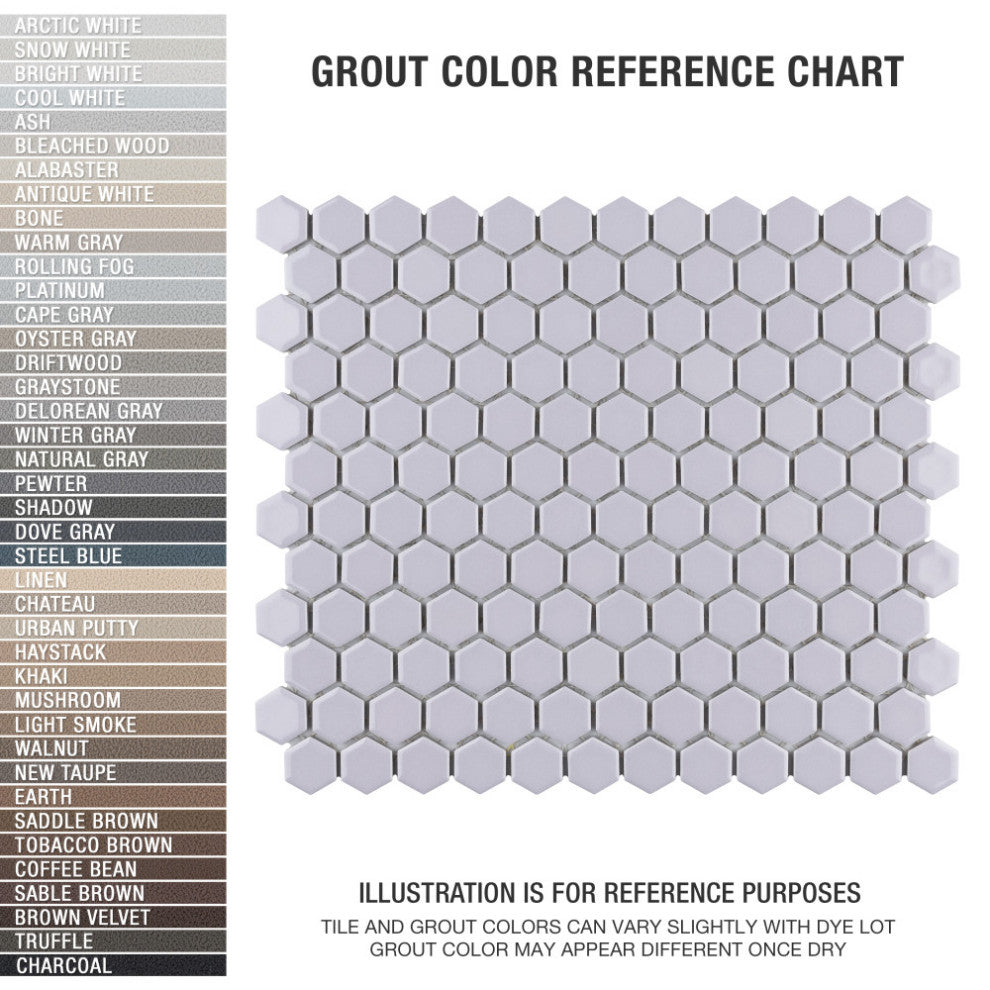 Metro 1" Hex Porcelain Mosaic Floor and Wall Tile, Glossy Lavender