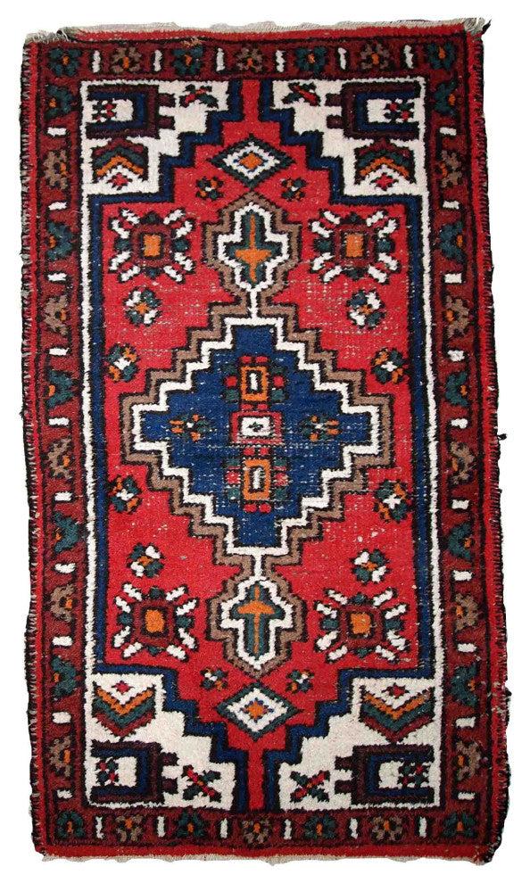 Handmade Vintage Persian Hamadan Rug, 2.4'x4.6', 75cmx141cm 1970s