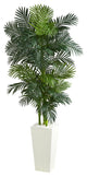 Golden Cane Palm Artificial Tree in White Tower Planter