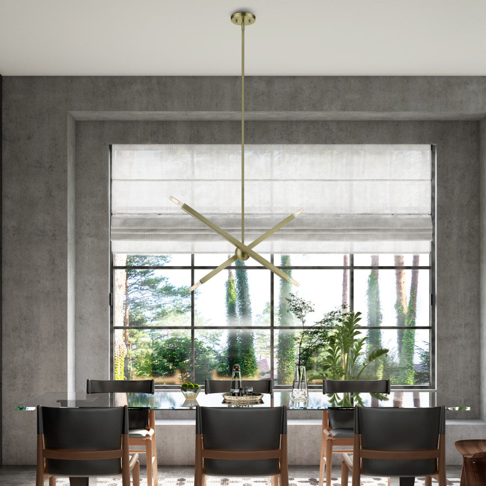 Livex Lighting Monaco 4-Light Antique Brass Linear Chandelier