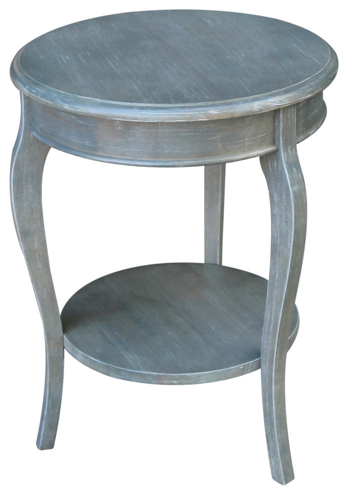 Cambria Round End Table, Heather Grey-Antique Washed