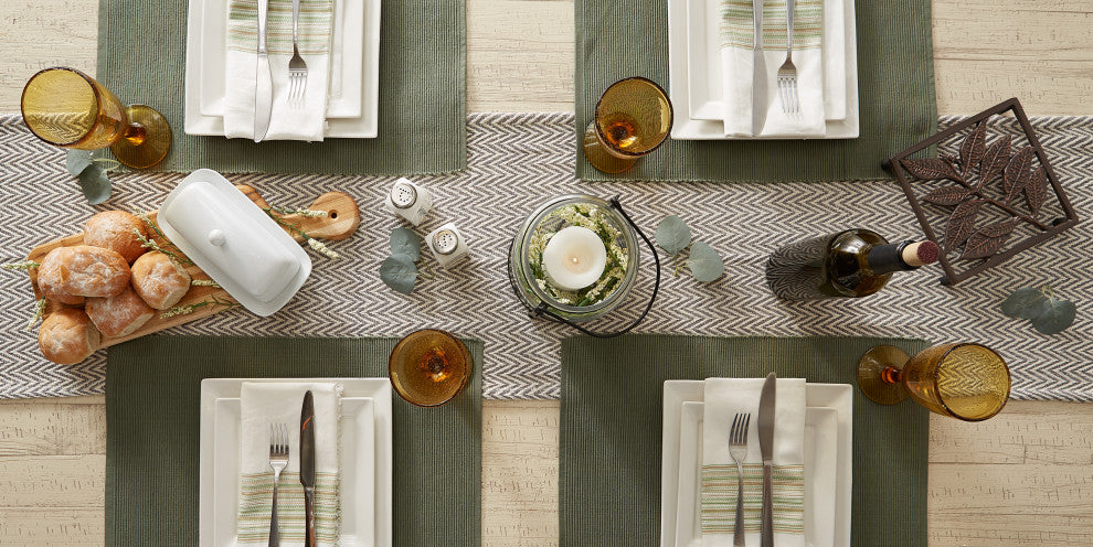 Gray Handloom Chevron Table Runner 15x108
