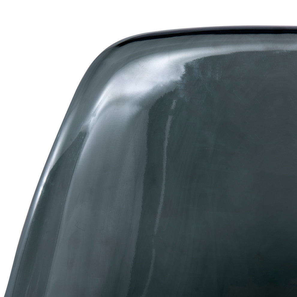 LeisureMod Dover Molded Side Chair With Acrylic Base, Set of 4 Transparent Black