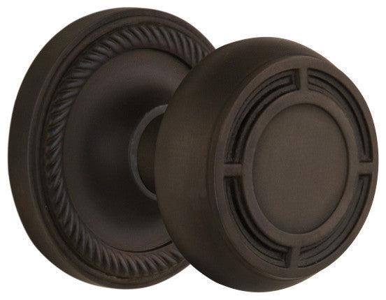 Rope Rosette Passage Mission Knob, Oil Rubbed Bronze