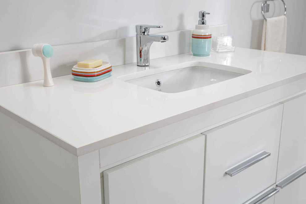 Mila Collection 48" Bathroom Vanity With Sink, Mirror, Countertop, Snow White