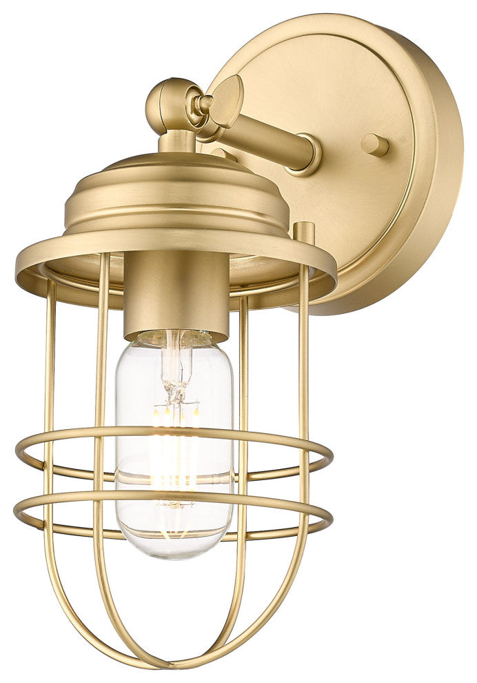 Golden Lighting 9808-1W Seaport 11" Tall Bathroom Sconce - Brushed Champagne