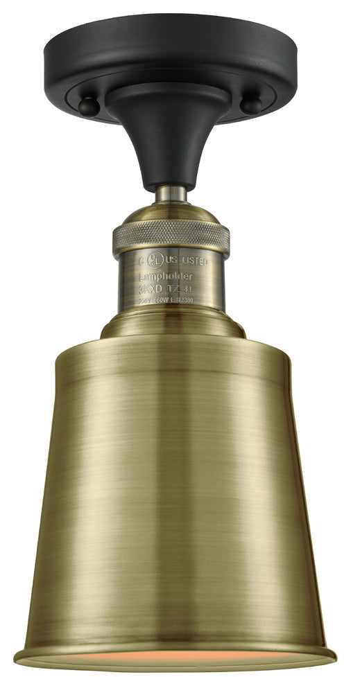 Addison 1-Light Semi-Flush Mount, Black Antique Brass, Antique Brass