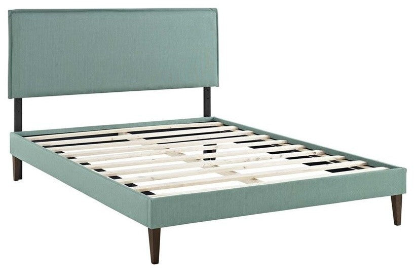 Modway Camille Queen Fabric Platform Bed With Squared Tapered Legs, Laguna