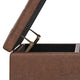 Laura Mid Century Lift Top Storage Ottoman, Distressed Saddle Brown