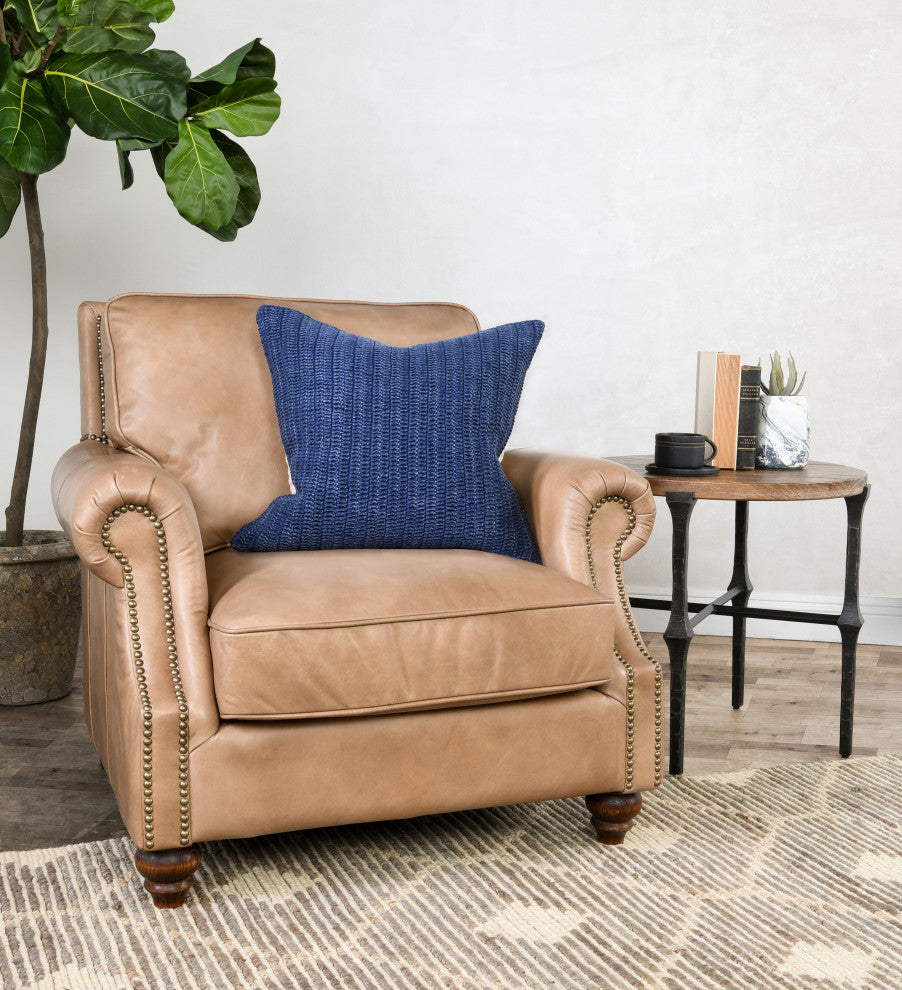 Marcie Knitted 22" Throw Pillow by Kosas Home, Indigo