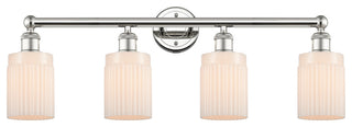 Hadley 4-Light 32" Bath Vanity Light, Polished Nickel Finish, Matte White Shade