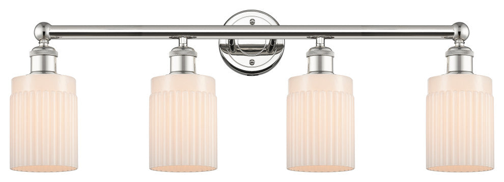 Hadley 4-Light 32" Bath Vanity Light, Polished Nickel Finish, Matte White Shade