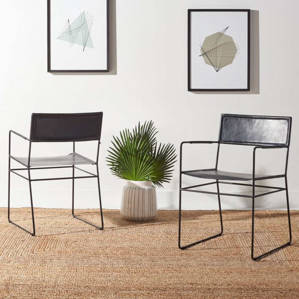 Safavieh Alyx Leather Dining Chair, Black
