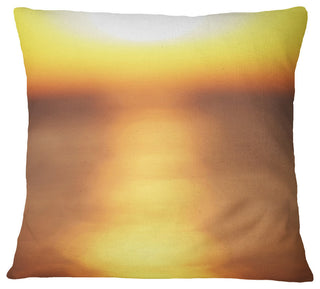 Abstract Yellow Sunset Reflection Landscape Wall Throw Pillow, 18"x18"