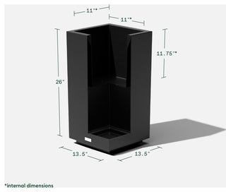 Veradek Block Series Pedestal Planter, Black, Short