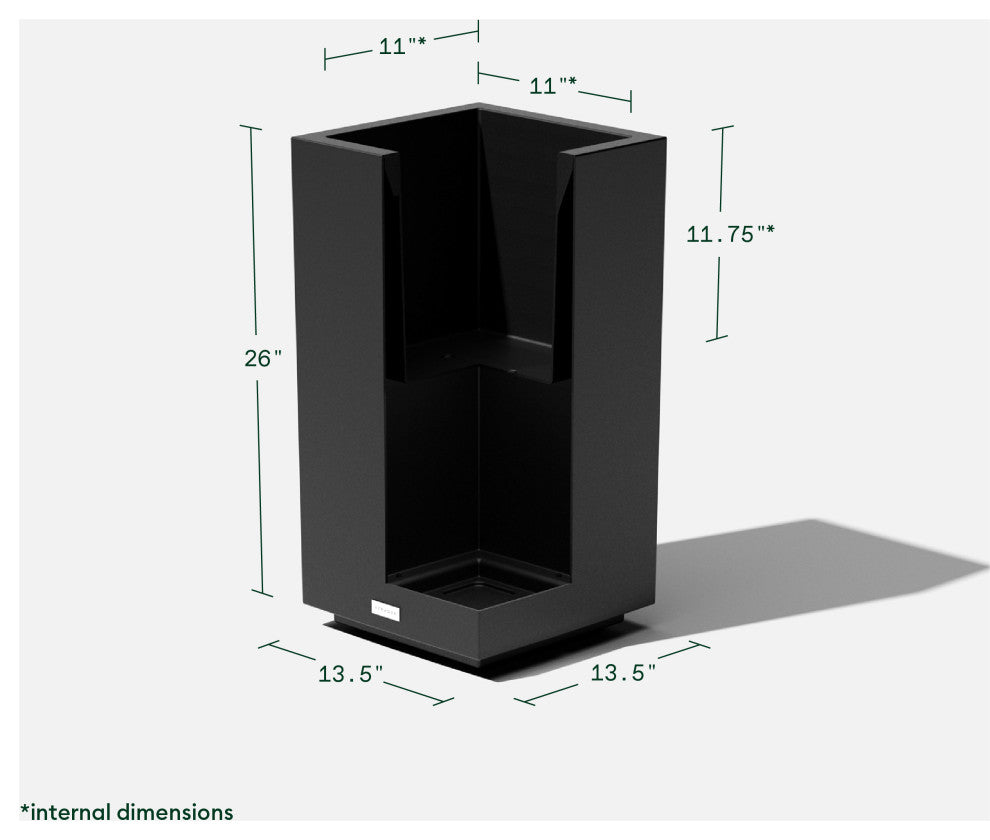 Veradek Block Series Pedestal Planter, Black, Short
