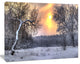 Winter Landscape with Yellow Sun, Landscape Canvas Art Print, 20"x12"