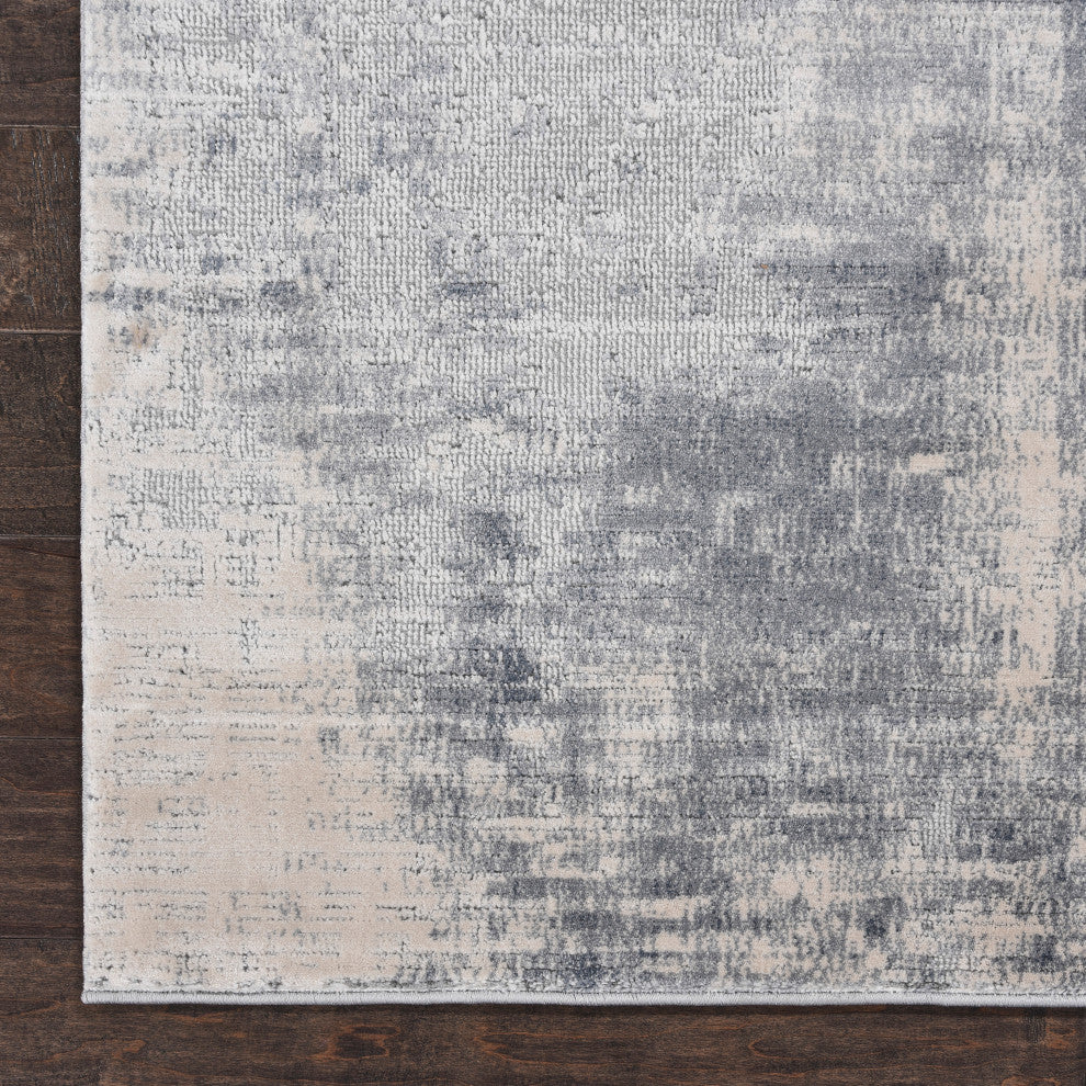 Nourison Rustic Textures 7'10" Round Blue/Ivory Modern Indoor Area Rug