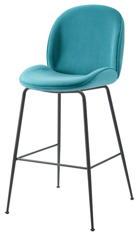 Bar Stool Chair Barstool, Velvet, Metal, Blue, Modern, Bar Pub Bistro Restaurant