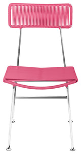 Hapi Indoor/Outdoor Handmade Dining Chair, Pink on Chrome