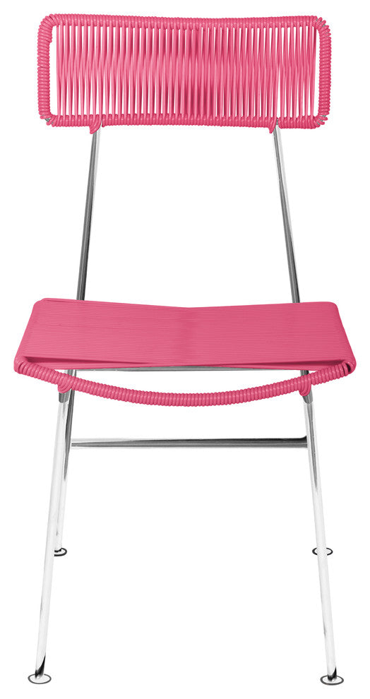 Hapi Indoor/Outdoor Handmade Dining Chair, Pink on Chrome